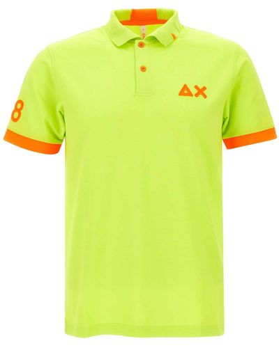 Sun 68 Fluo Logo Cotton Polo Shirt - Yellow