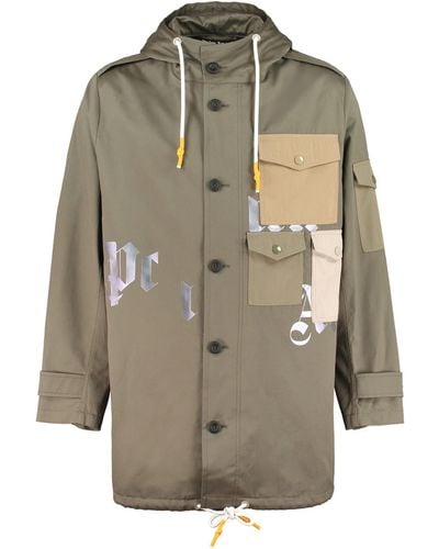 Palm Angels Hooded Cotton Parka - Gray