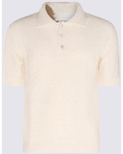 Maison Margiela Ivory Cotton Blend Polo Shirt - Natural