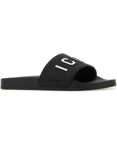 DSquared² Black Rubber Slippers