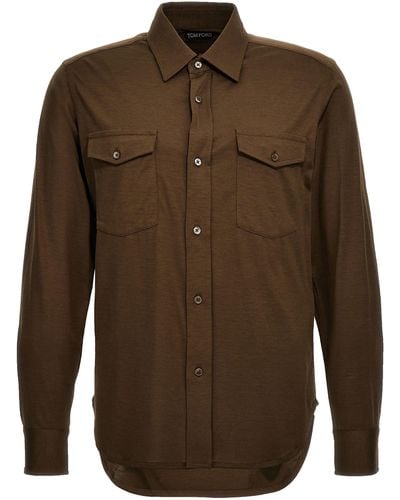 Tom Ford Silk Blend Shirt Shirt, Blouse - Brown