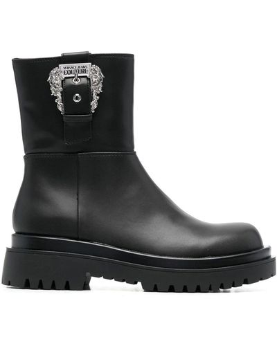 Versace Buckled Ankle Boots - Black