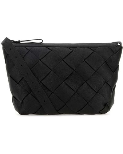 Bottega Veneta Leather Diago Crossbody Bag - Black