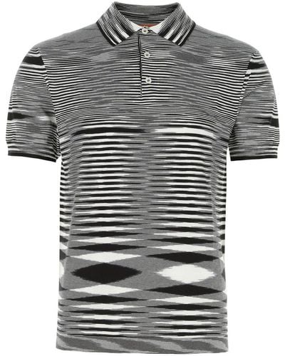 Missoni Tie-dye Print Cotton Polo Shirt - Gray