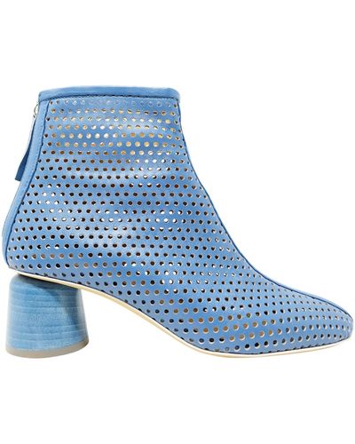Halmanera Perforated Leather Ankle Boots - Blue