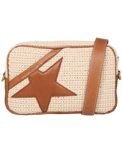 Golden Goose Star Bag In Crochet Fabric And Leather - Brown