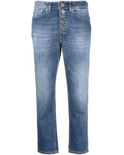 Dondup Blue Cotton Cropped Jeans