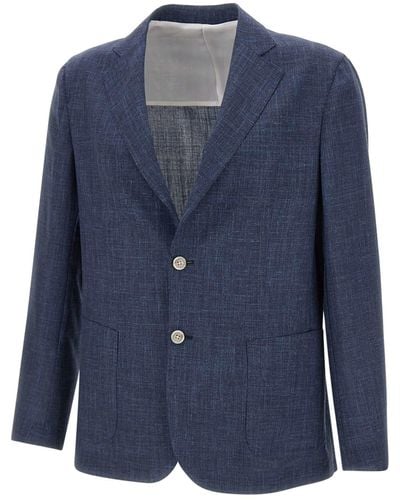 Barba Napoli Wool, Silk And Linen Blazer - Blue