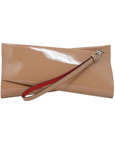 Christian Louboutin Nude Patent Leather Loubitwist Clutch Bag - Natural