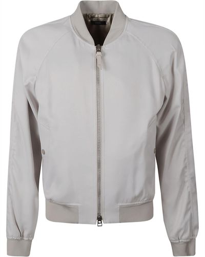 Tom Ford Classic Fitted Zipped Bomber - Gray
