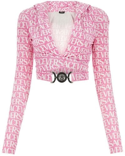 Versace Printed Chenille Top - Pink