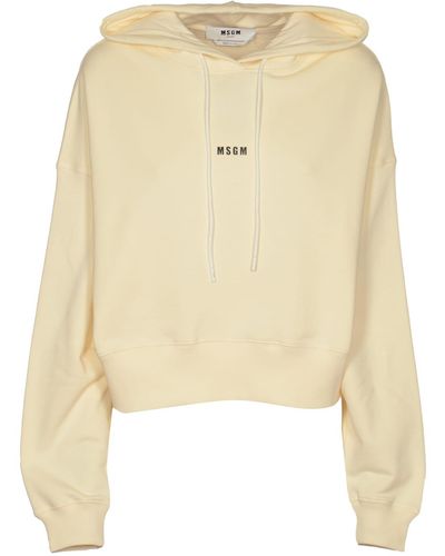 MSGM Logo Chest Hoodie - Natural