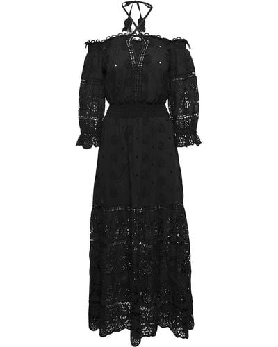 Temptation Positano Embroidered Off-Shoulder Maxi Dress - Black