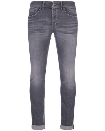 Dondup George Skinny Fit Jeans In Gray Stretch Denim - Blue