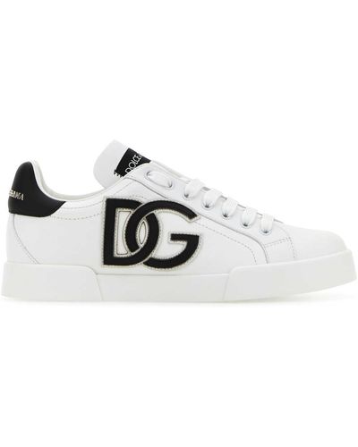 Dolce & Gabbana Leather Portofino Trainers - White