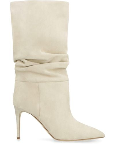 Paris Texas Slouchy Suede Knee High Boots - Natural
