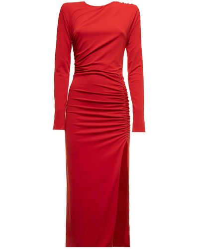 FEDERICA TOSI Draped Red Long Dress With Slit