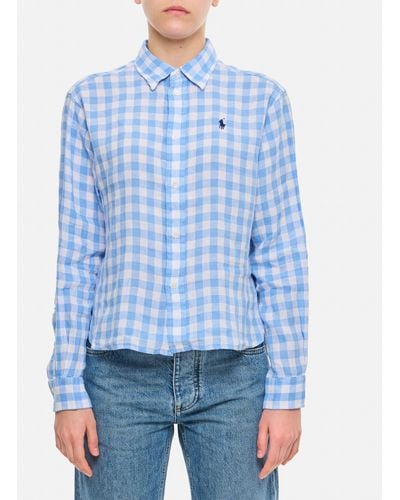 Polo Ralph Lauren Linen Crop Shirt - Blue