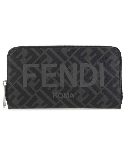 Fendi Roma Lettering Continental Wallet - Black