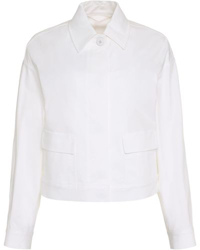 Max Mara Studio Baffo Jacket In Cotton With Buttons - White
