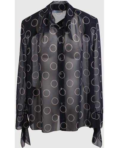 Prada Georgette Shirt With Print - Black