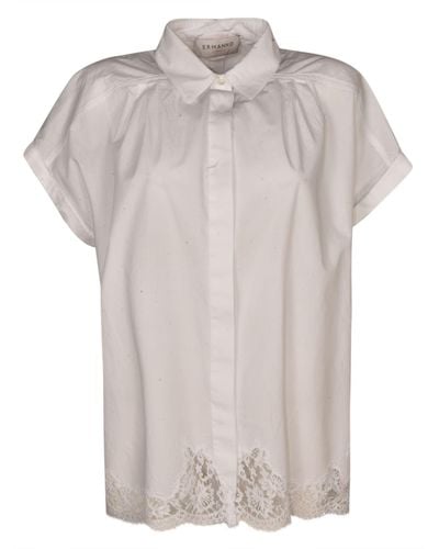 Ermanno Scervino Lace Hem Short-Sleeved Shirt - Gray