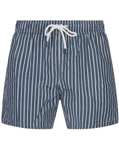 Fedeli Navy Blue Striped Swim Shorts
