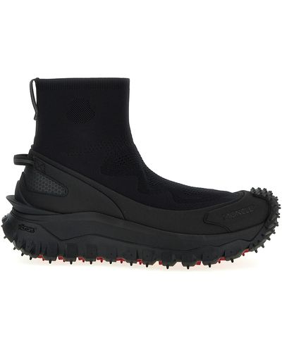 Moncler Trailgrip Stretch-knit And Rubber High-top Trainers - Black