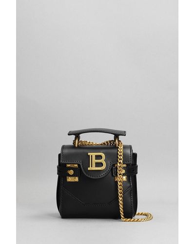 Balmain Bbuzz Mini Hand Bag In Leather - Black