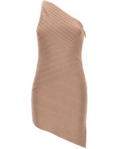 Hervé Léger 'Icon Asymmetrical /L Mini' Dress - Natural