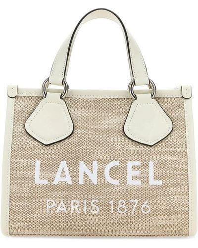 Lancel Two-Tone Canvas Summer Shopping Bag - Natural
