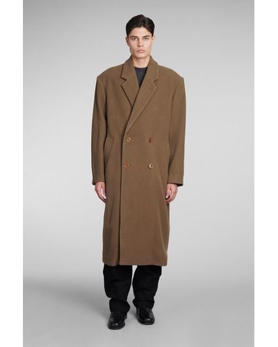 Lemaire Coat In Brown Wool - Natural