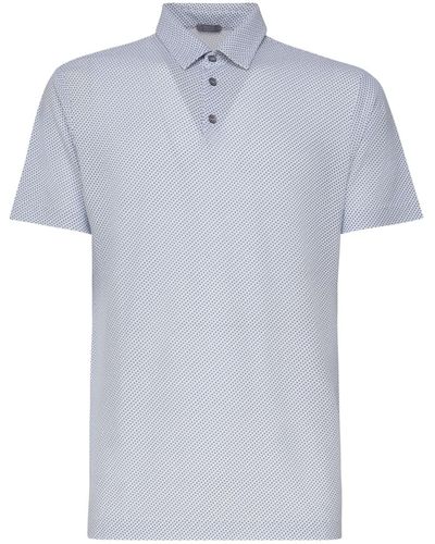 Zanone Polo Shirt With Geometric Print - Blue