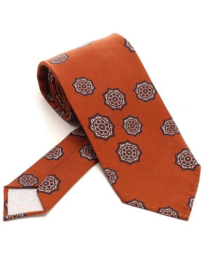 Lardini Silk Tie With Mandala - Orange