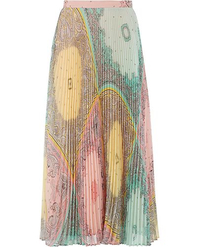 Twin Set Pleated Bandanas Printed Long Skirt - Multicolor