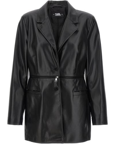 Karl Lagerfeld Recycled Leather Blazer Blazer And Suits - Black