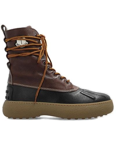 Moncler X Palm Angels X Tods Laced Ankle Boots - Brown