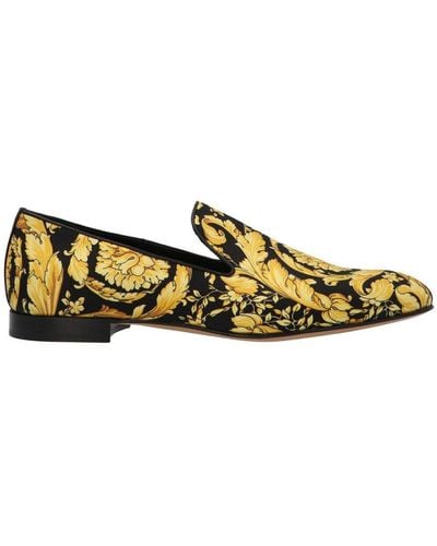 Versace Baroque Pattern Pointed Toe Loafers - Green