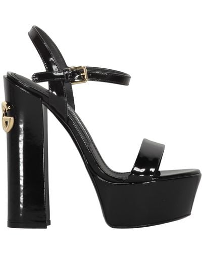 Dolce & Gabbana Patent Leather Platform Sandals - Black