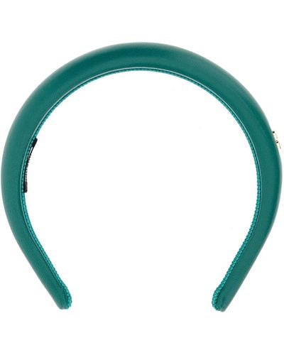Miu Miu Emerald Leather Headband - Blue
