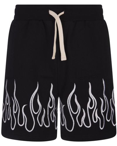Vision Of Super Shorts With Embroidered Flames - Black