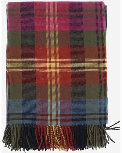 Etro Wool Scarf With Check Pattern - Purple