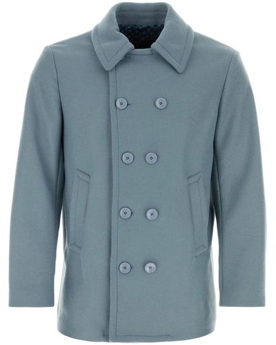 Etro Powder Wool Blend Coat - Blue