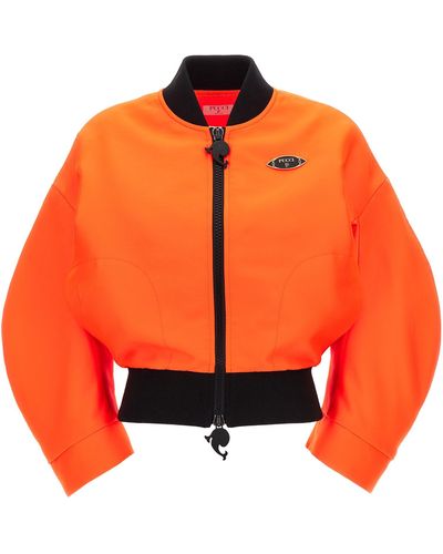 Emilio Pucci Neon Logo Bomber Jacket Casual Jackets, Parka - Orange