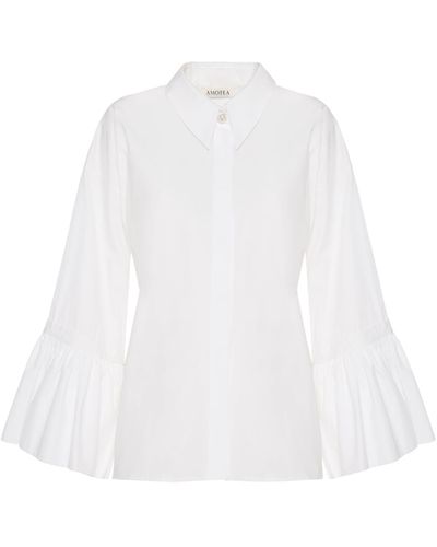 Amotea Claudia Shirt In Poplin - White