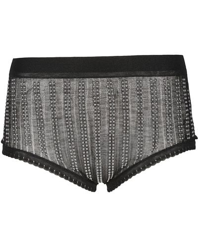 Rabanne Knitted High Waisted Briefs With Studs - Gray
