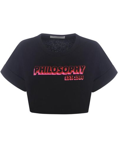 Philosophy Di Lorenzo Serafini T-shirt Logo Cropped In Cotone - Black