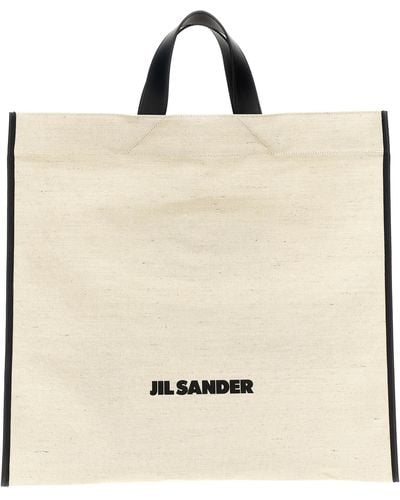 Jil Sander Border Book Tote Square Shopping Bag - Natural
