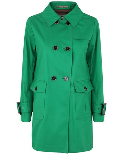 Herno Delon A-shape Double Breasted Long Jacket Clothing - Green