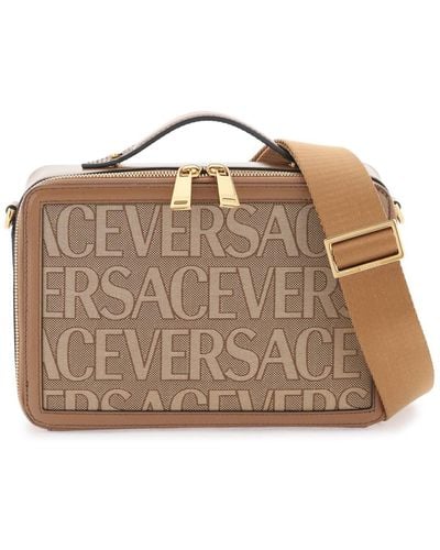 Versace Allover Messenger Bag - Brown